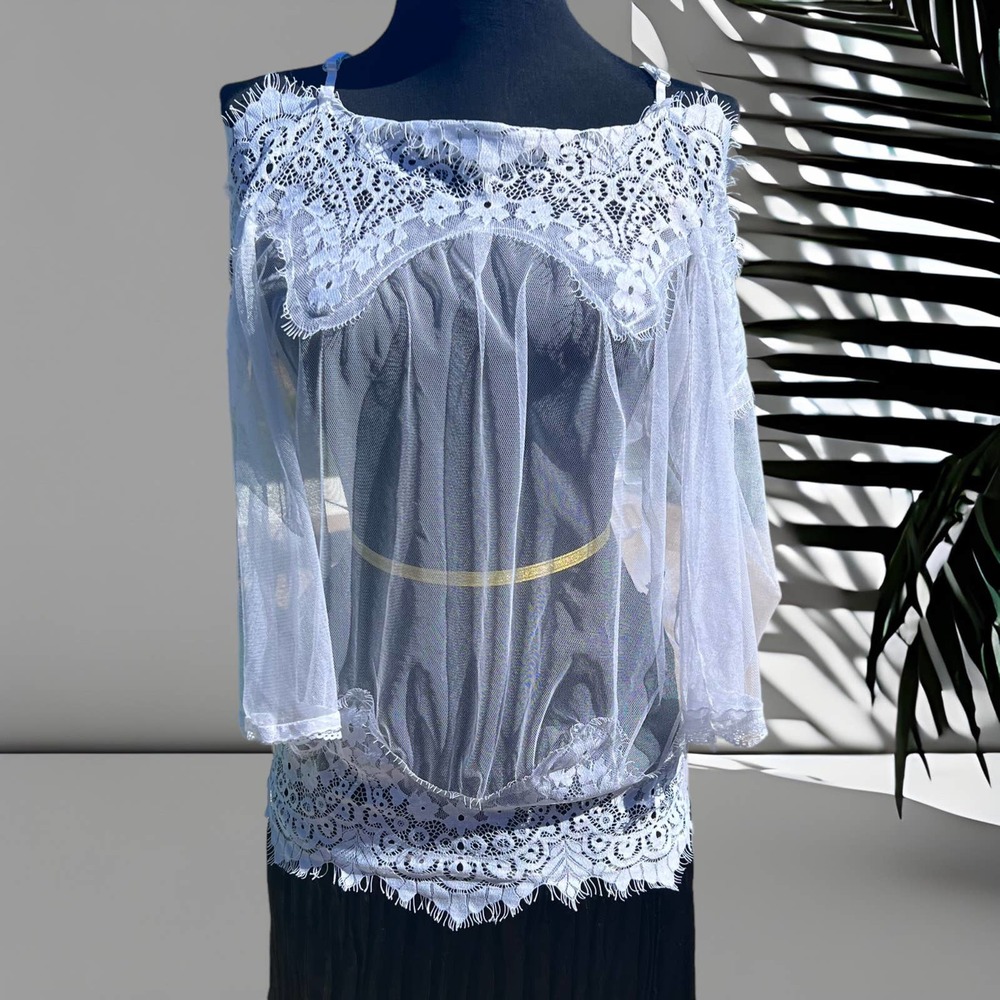 Women's Romantic Lace Sheer Sexy Babydoll Shirt